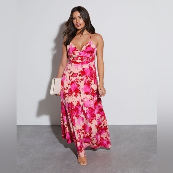 Women's Pink Floral Dress. New With Tags! Stunning! - Picture 4 of 5